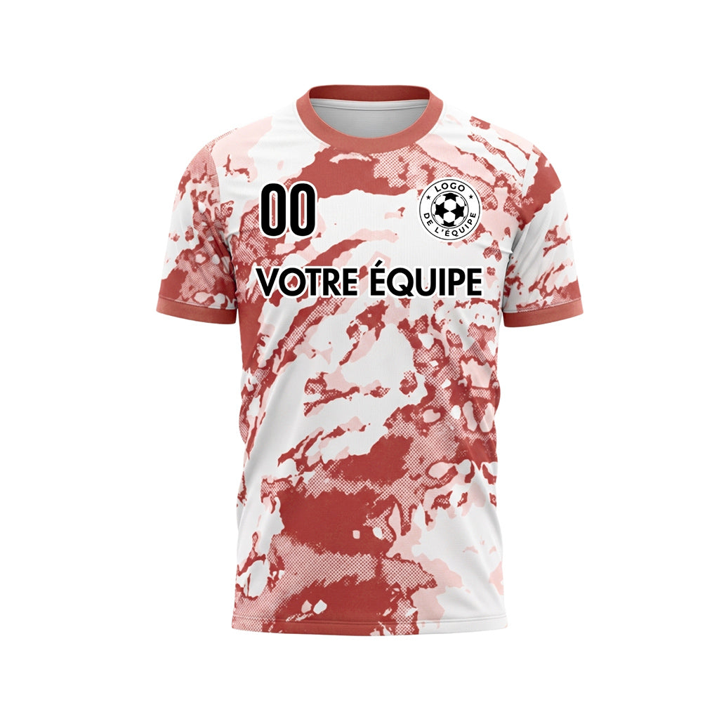Blanc Rouge Rouille Abstrait Grunge Demi-Teinte Motif Maillot de Football Personnalisé