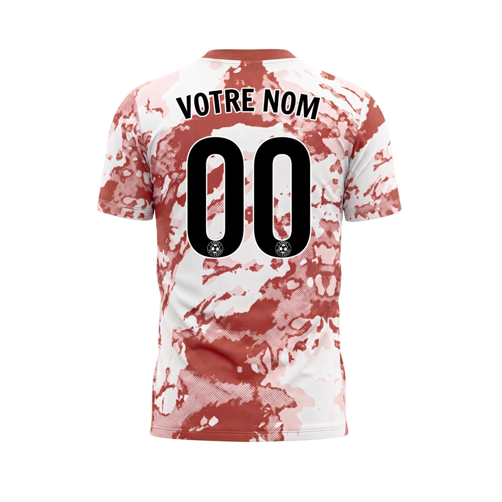 Blanc Rouge Rouille Abstrait Grunge Demi-Teinte Motif Maillot de Football Personnalisé