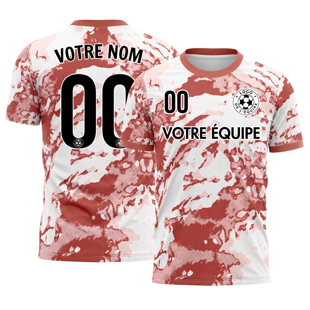 Blanc Rouge Rouille Abstrait Grunge Demi-Teinte Motif Maillot de Football Personnalisé