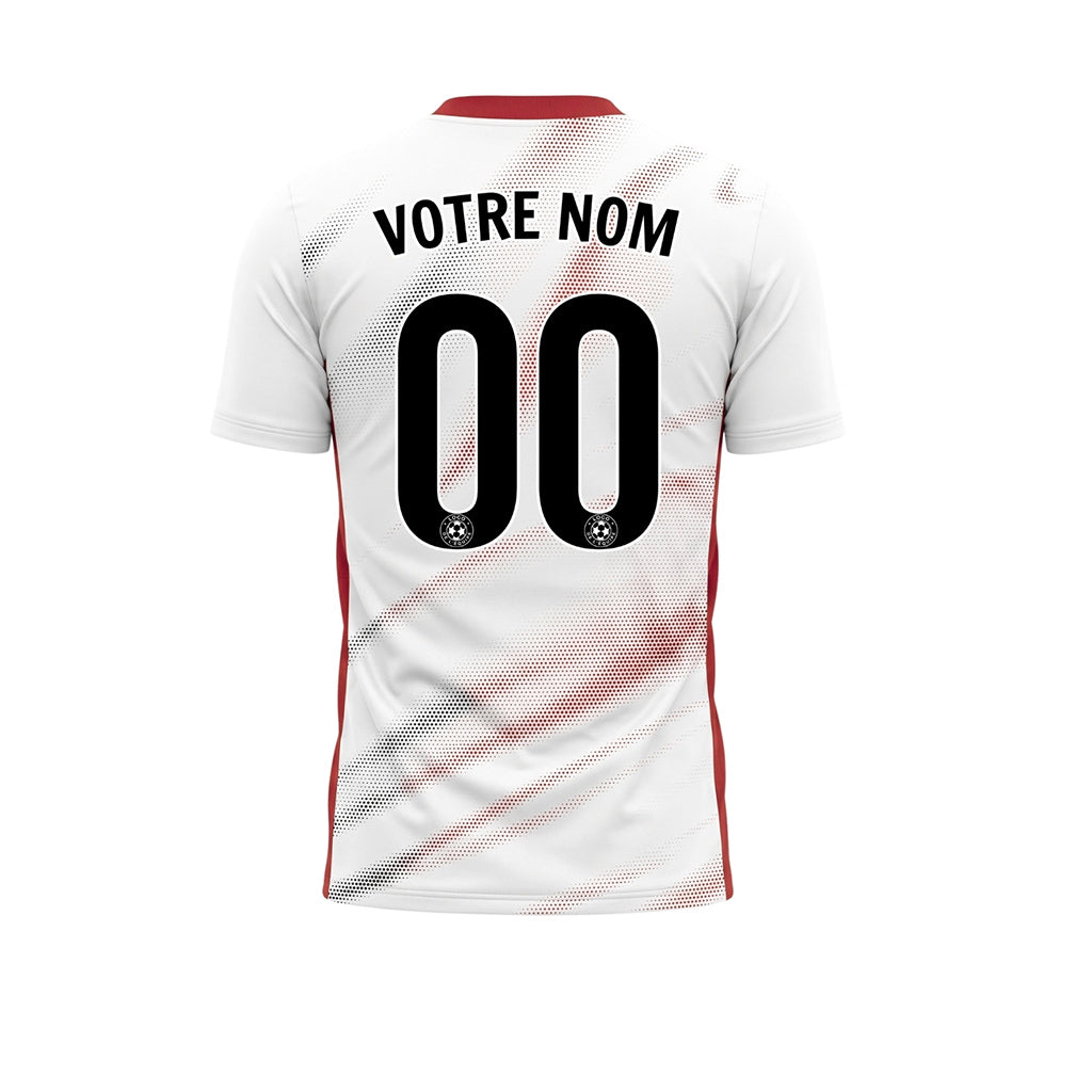 Blanc Rouge Diagonal Demi-Teinte Vagues Motif (2) Maillot de Football Personnalisé