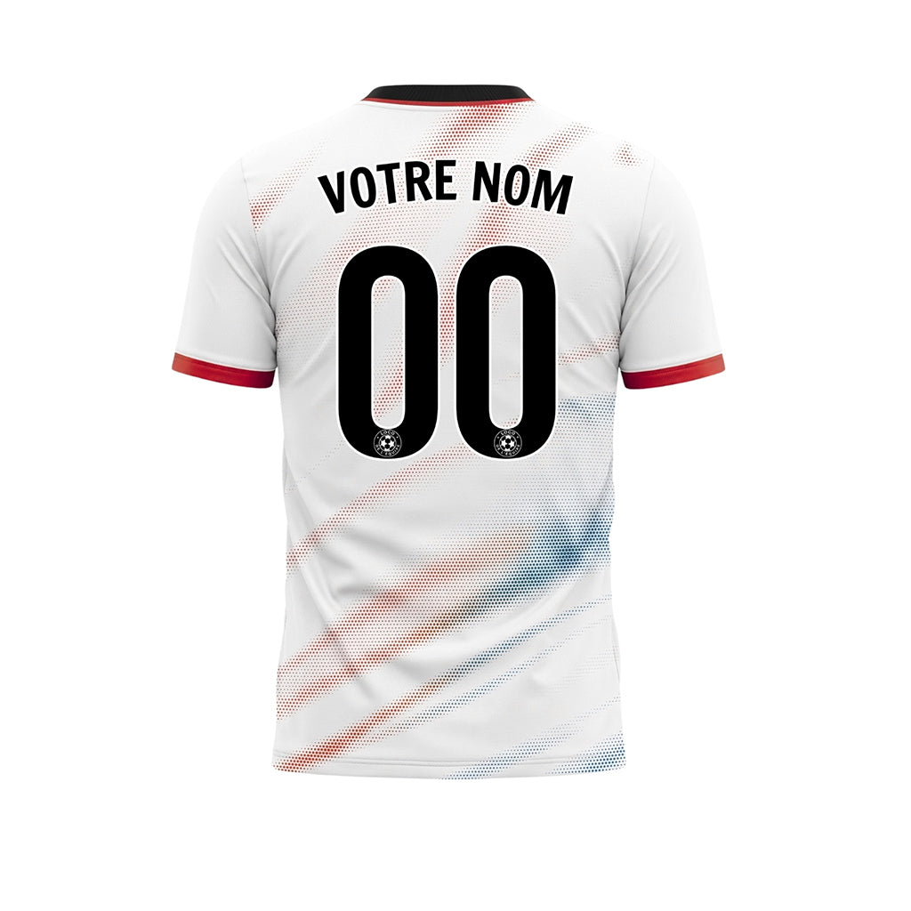 Blanc Rouge Diagonal Demi-Teinte Vagues Motif Maillot de Football Personnalisé