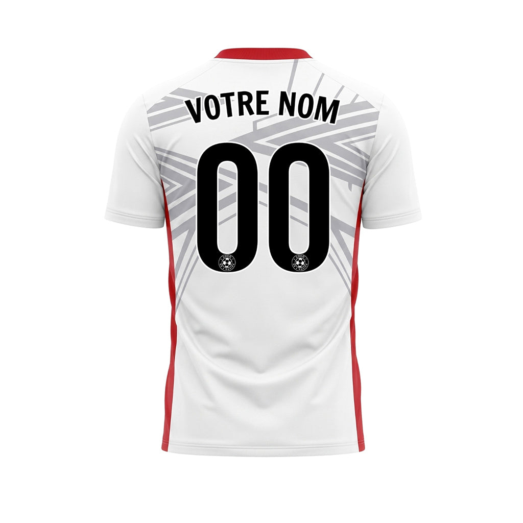 Blanc Rouge Dynamique Flèche Motif Maillot de Football Personnalisé