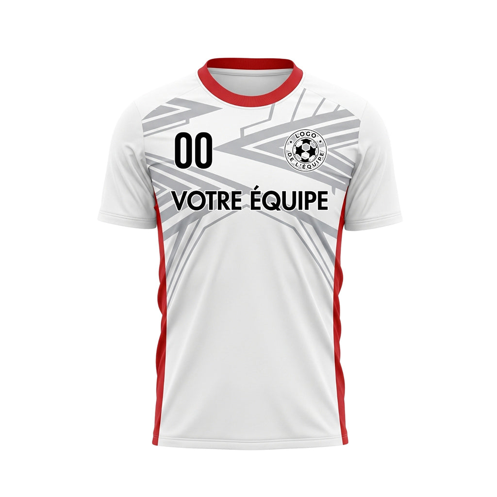 Blanc Rouge Dynamique Flèche Motif Maillot de Football Personnalisé