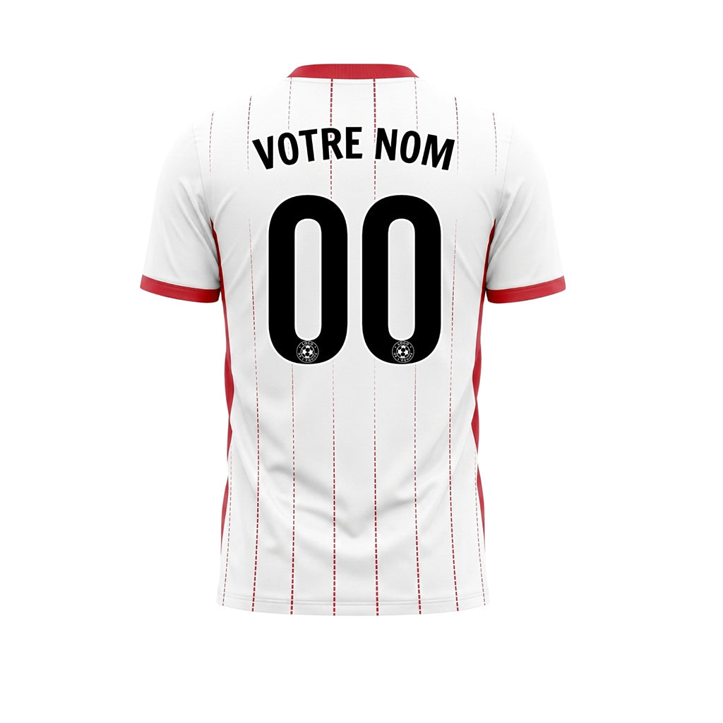 Blanc Rouge En Pointillés Lignes Verticales Dégradé Motif Maillot de Football Personnalisé