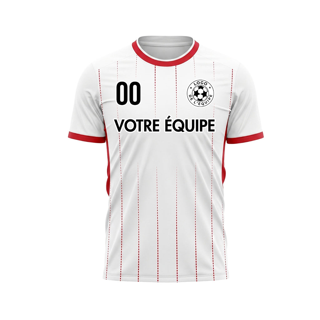 Blanc Rouge En Pointillés Lignes Verticales Dégradé Motif Maillot de Football Personnalisé