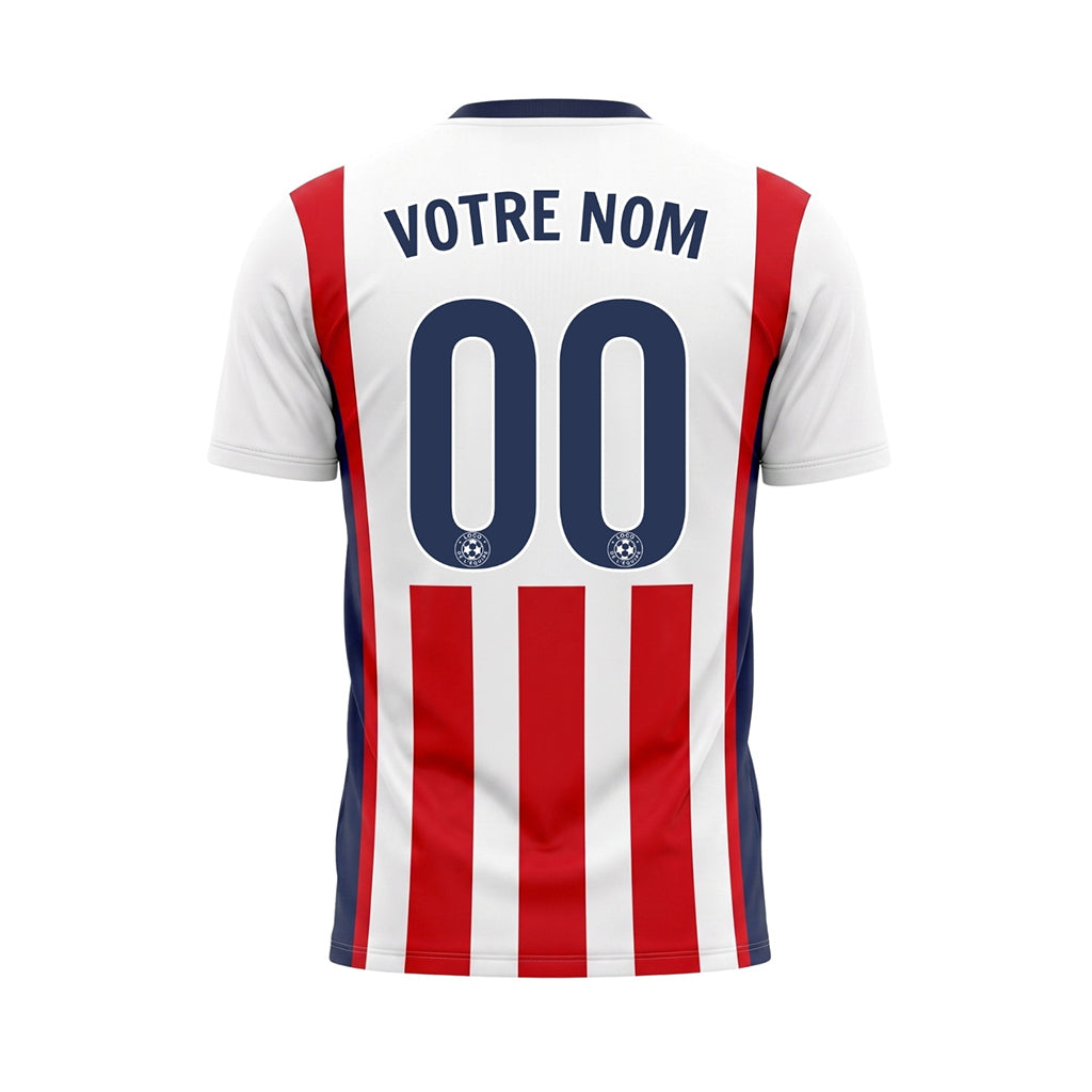 Blanc Rouge Classique Larges Rayures (2) Maillot de Football Personnalisé