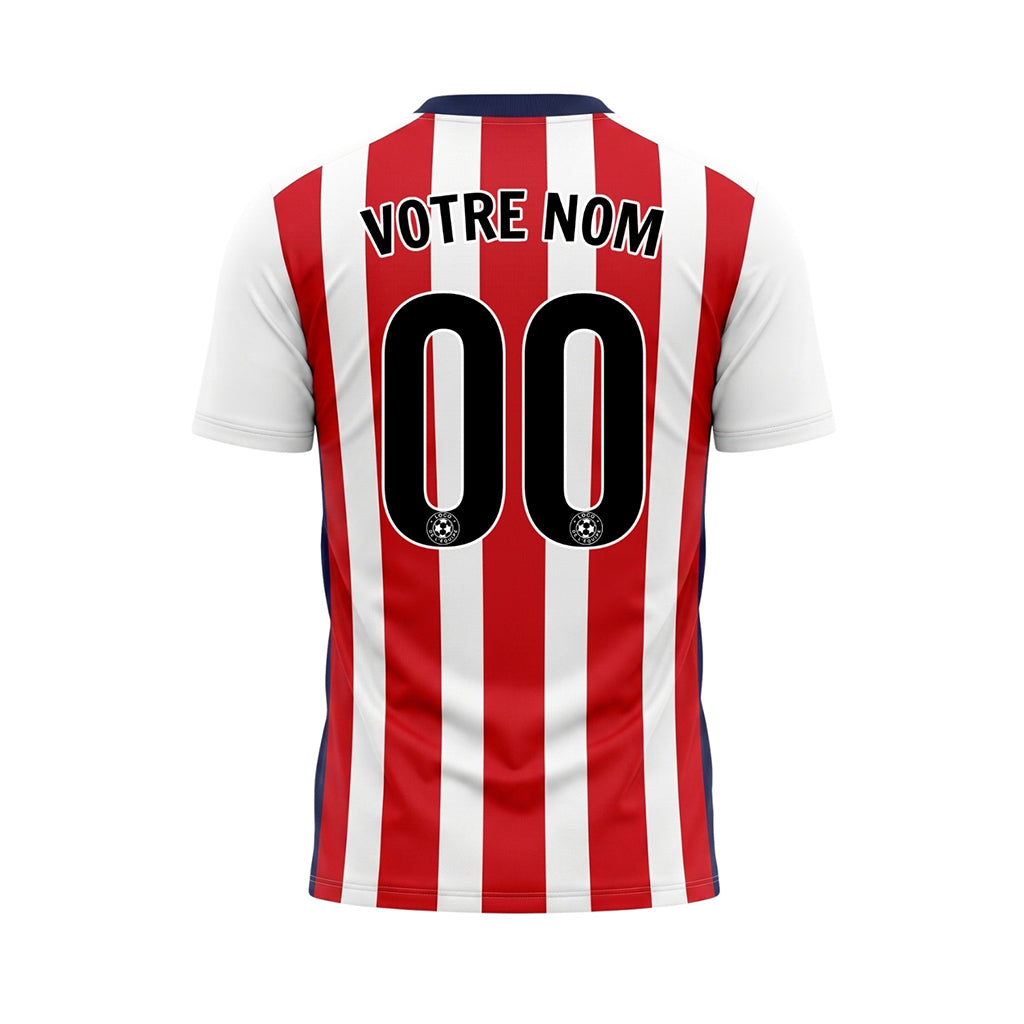 Blanc Rouge Classique Larges Rayures Maillot de Football Personnalisé