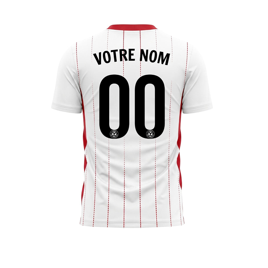 Blanc Rouge Rayures Fines Maillot de Football Personnalisé