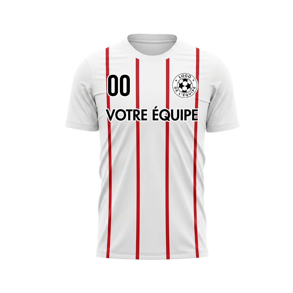 Blanc Rouge Rayures Fines Vertical Motif Maillot de Football Personnalisé