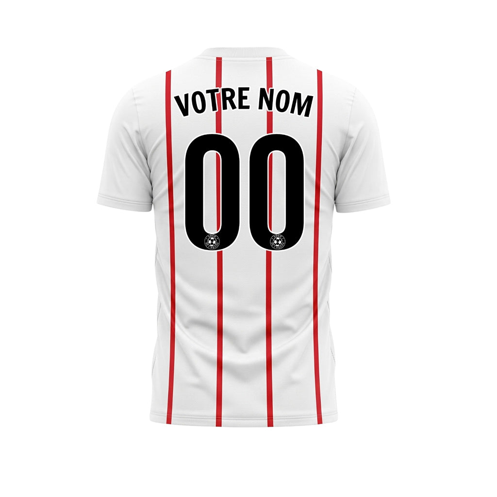 Blanc Rouge Rayures Fines Vertical Motif Maillot de Football Personnalisé