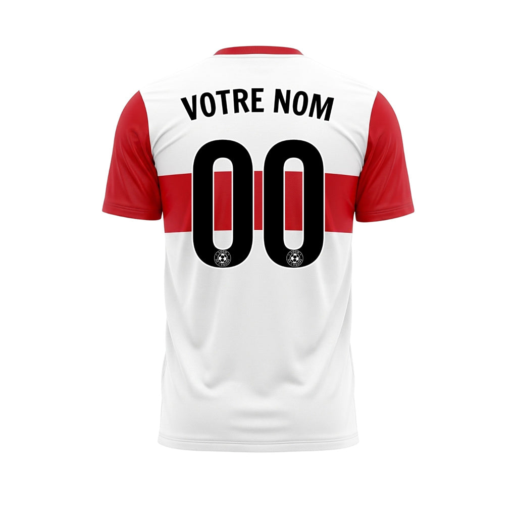Blanc Rouge Rayures Horizontales Maillot de Football Personnalisé