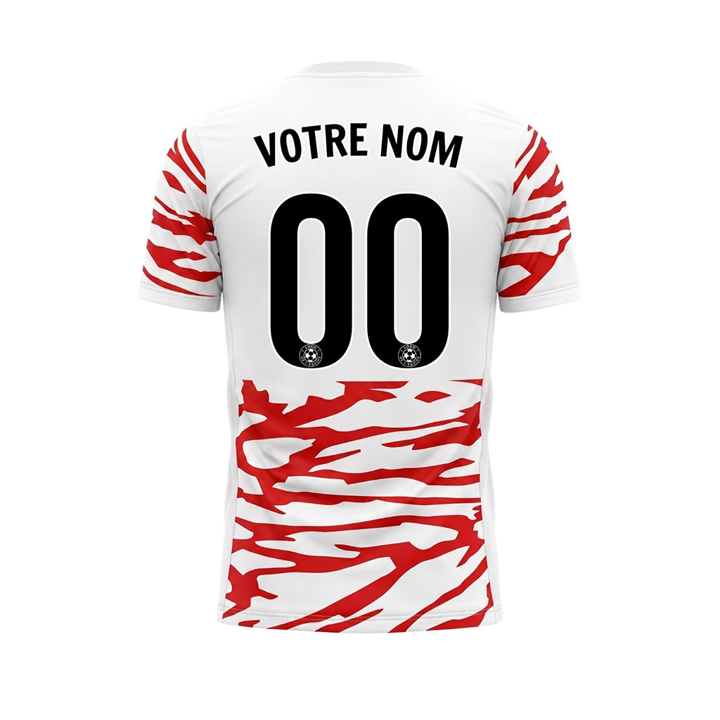 Blanc Rouge Tigre Rayures Motif Maillot de Football Personnalisé