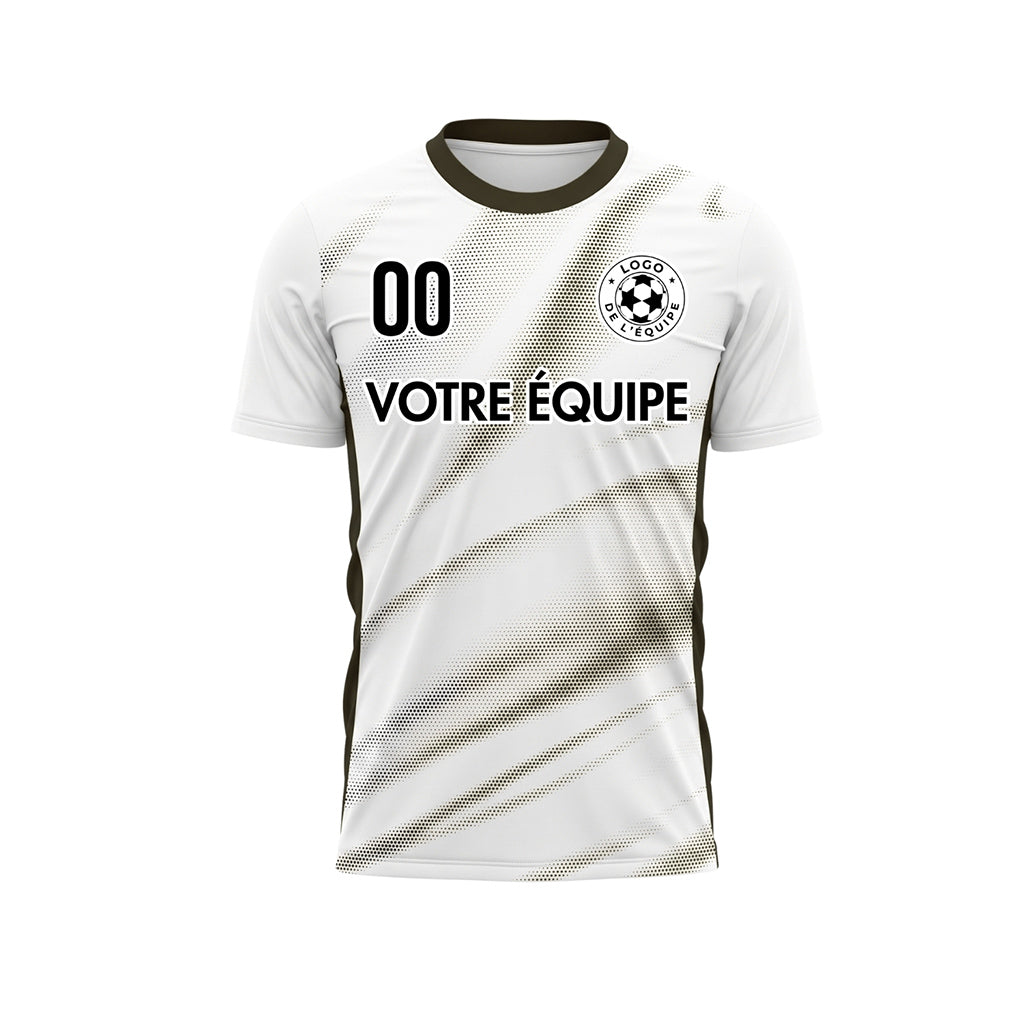 Blanc Noir Diagonal Demi-Teinte Vagues Motif Maillot de Football Personnalisé