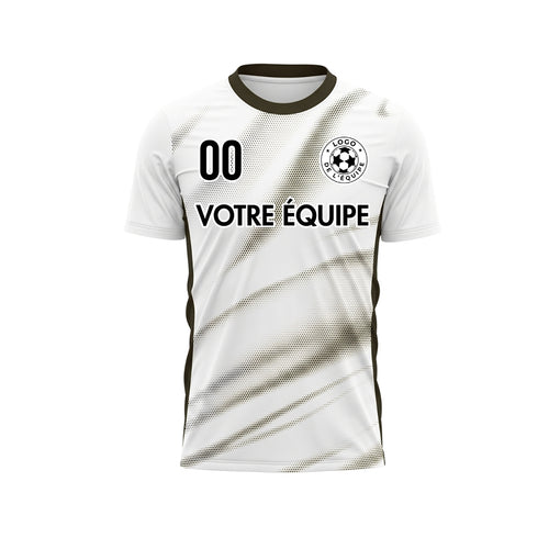 Blanc Noir Diagonal Demi-Teinte Vagues Motif Maillot de Football Personnalisé