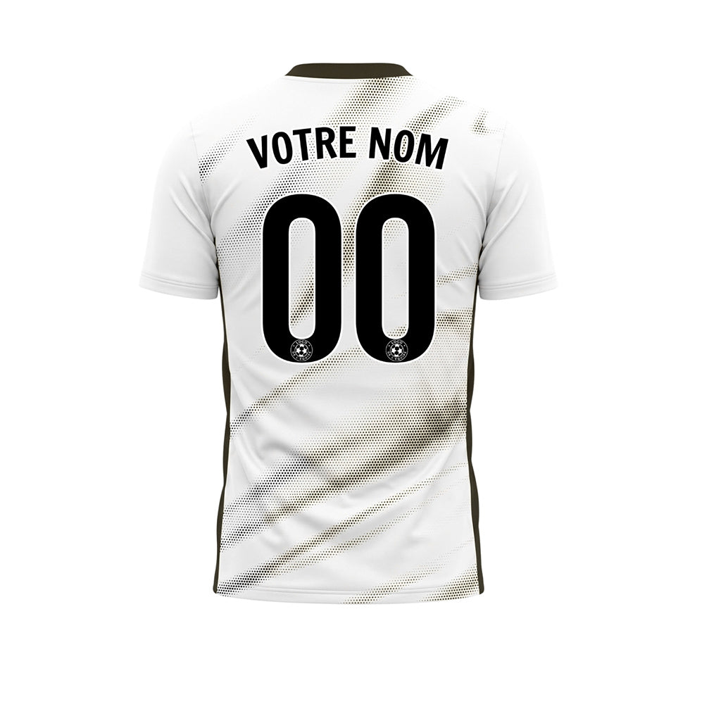 Blanc Noir Diagonal Demi-Teinte Vagues Motif Maillot de Football Personnalisé