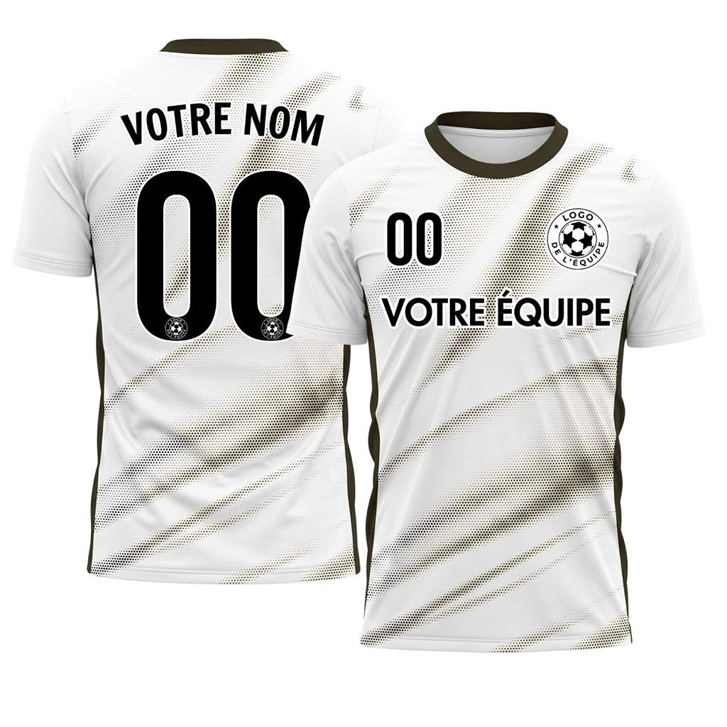 Blanc Noir Diagonal Demi-Teinte Vagues Motif Maillot de Football Personnalisé