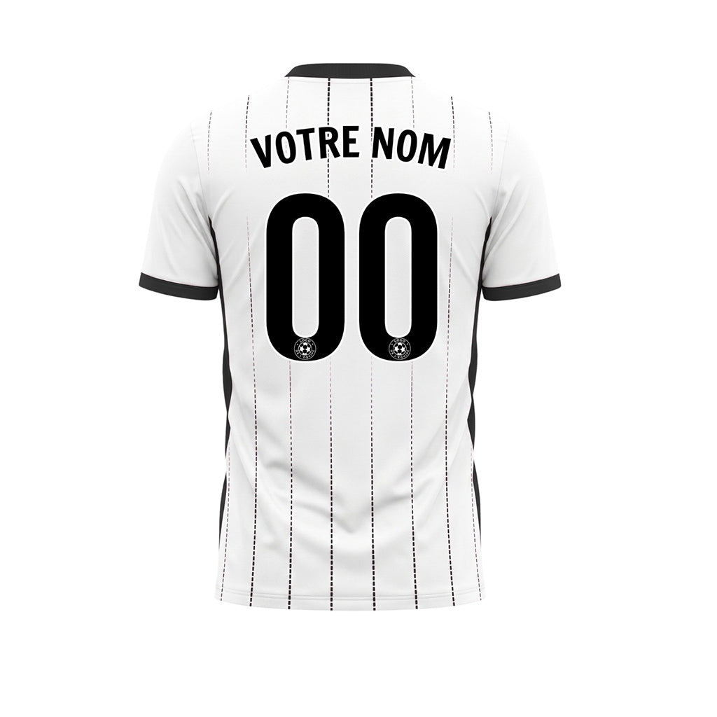 Blanc Noir En Pointillés Lignes Verticales Dégradé Motif Maillot de Football Personnalisé