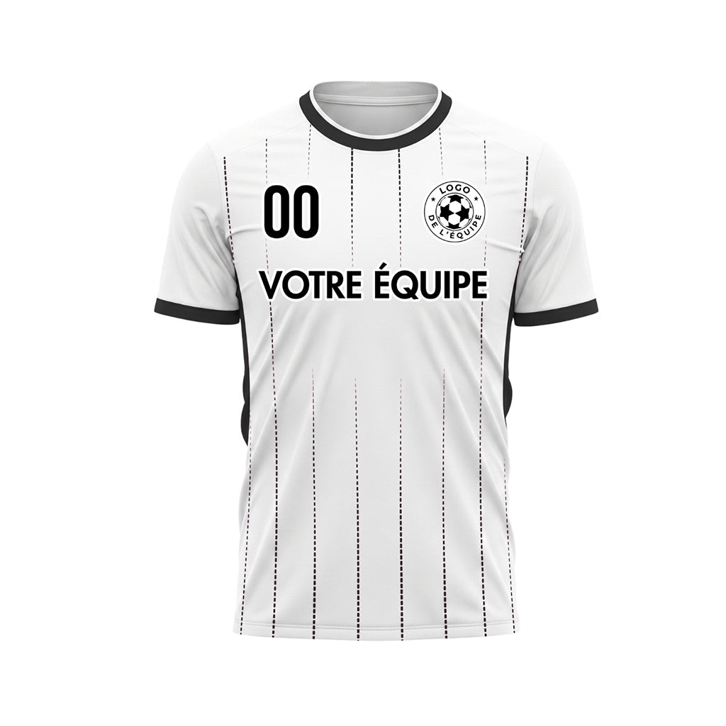 Blanc Noir En Pointillés Lignes Verticales Dégradé Motif Maillot de Football Personnalisé