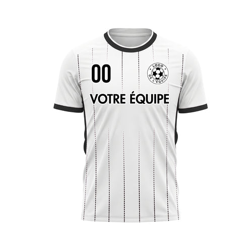 Blanc Noir En Pointillés Lignes Verticales Dégradé Motif Maillot de Football Personnalisé