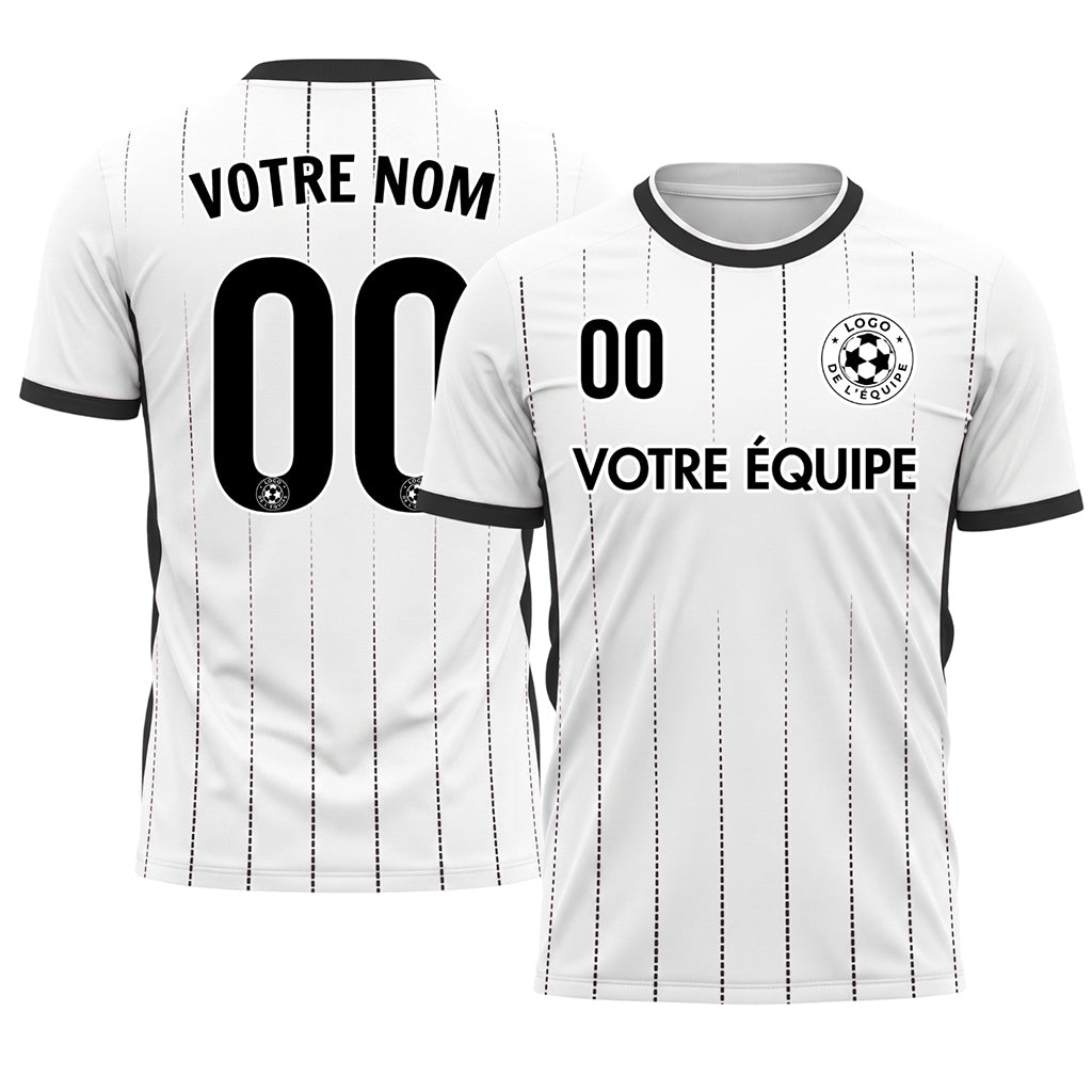 Blanc Noir En Pointillés Lignes Verticales Dégradé Motif Maillot de Football Personnalisé