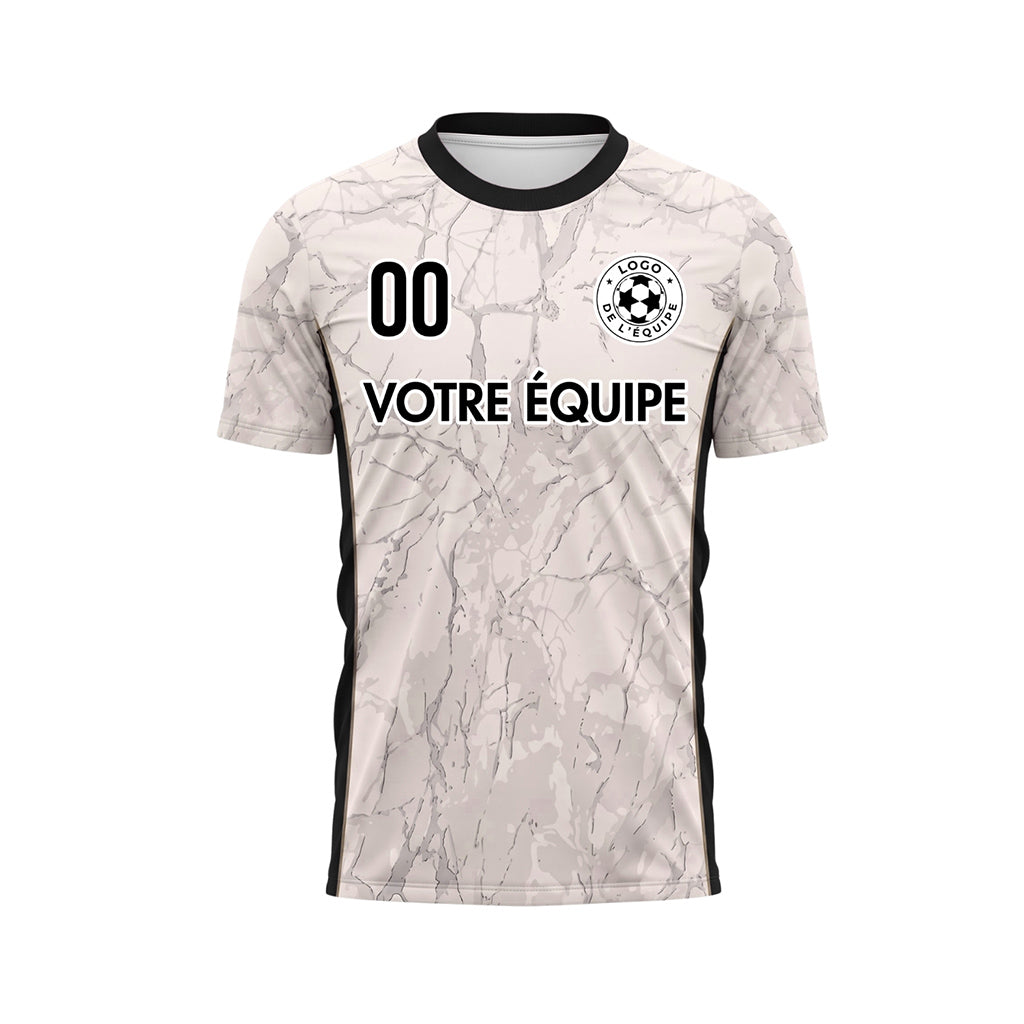 Blanc Noir Marbre Texture Motif Maillot de Football Personnalisé