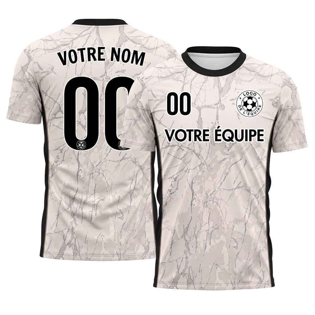 Blanc Noir Marbre Texture Motif Maillot de Football Personnalisé