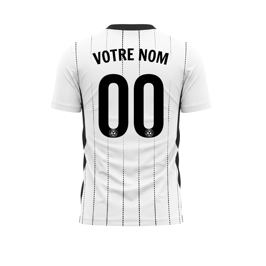 Blanc Noir Rayures Fines Maillot de Football Personnalisé