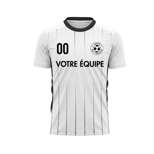Blanc Noir Rayures Fines Maillot de Football Personnalisé