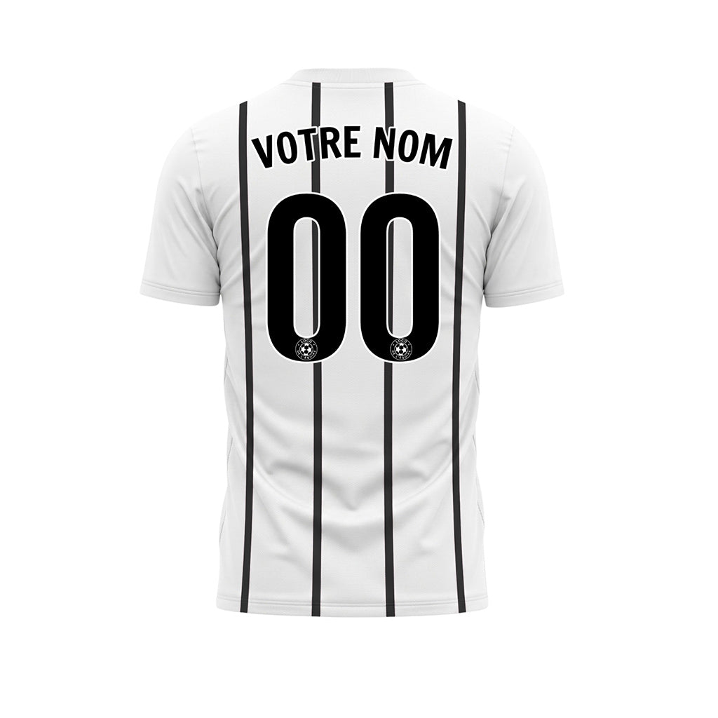 Blanc Noir Rayures Fines Vertical Motif Maillot de Football Personnalisé