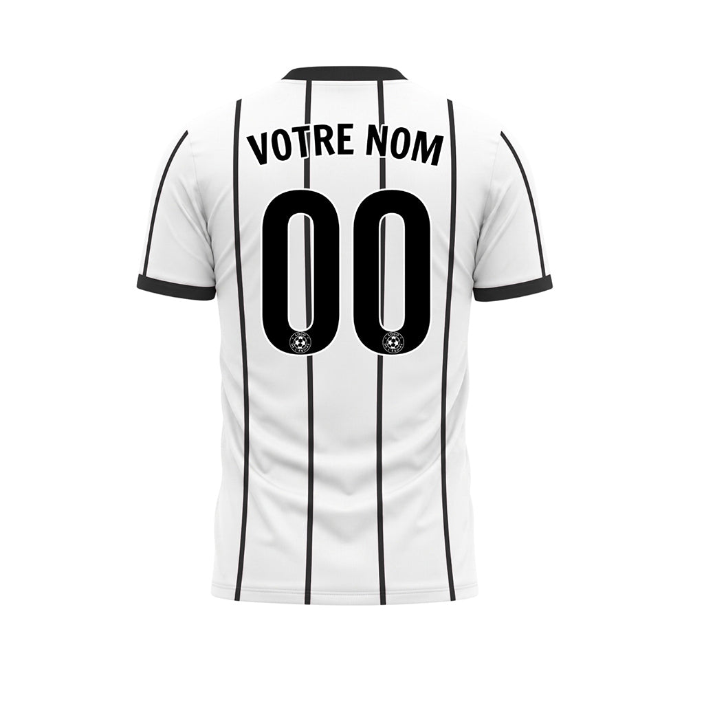 Blanc Noir Rayures Fines Vertical Motif (2) Maillot de Football Personnalisé