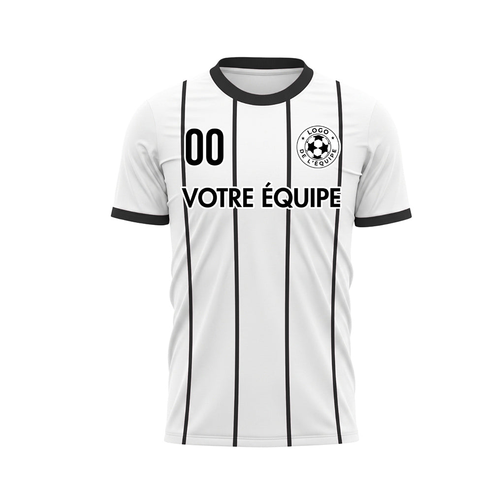 Blanc Noir Rayures Fines Vertical Motif (2) Maillot de Football Personnalisé