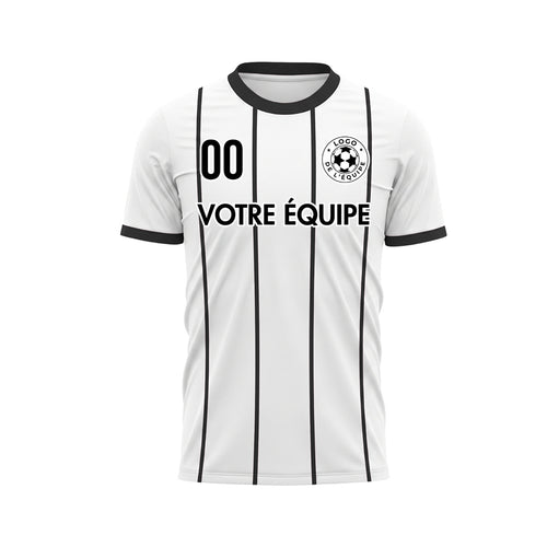 Blanc Noir Rayures Fines Vertical Motif (2) Maillot de Football Personnalisé