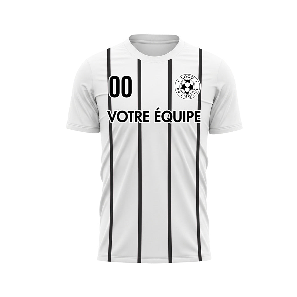 Blanc Noir Rayures Fines Vertical Motif Maillot de Football Personnalisé