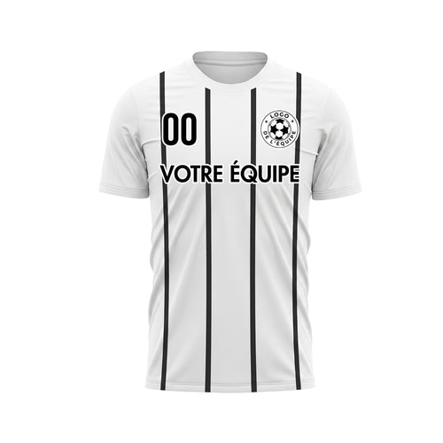 Blanc Noir Rayures Fines Vertical Motif Maillot de Football Personnalisé