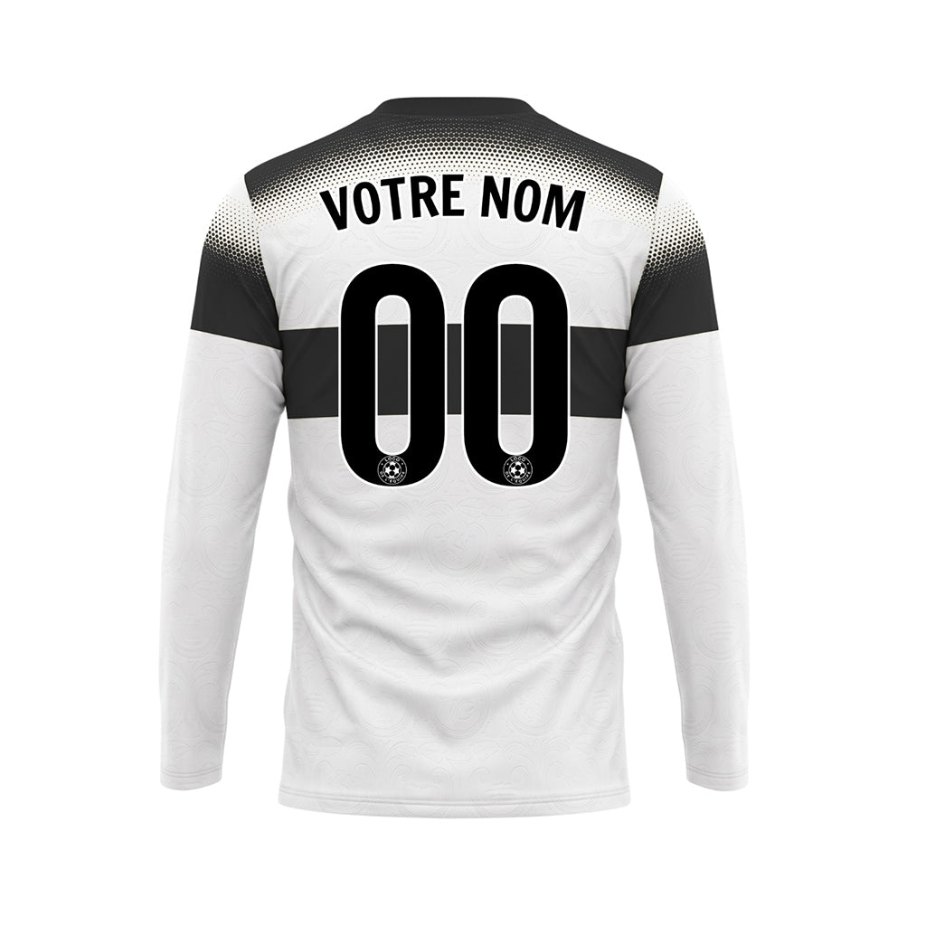 Blanc Noir Rayures Horizontales Dégradées à Pois Maillot de Football Personnalisé à Manches Longues