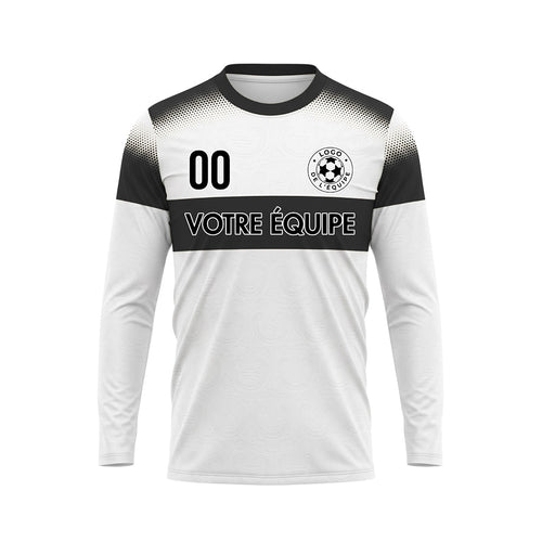 Blanc Noir Rayures Horizontales Dégradées à Pois Maillot de Football Personnalisé à Manches Longues