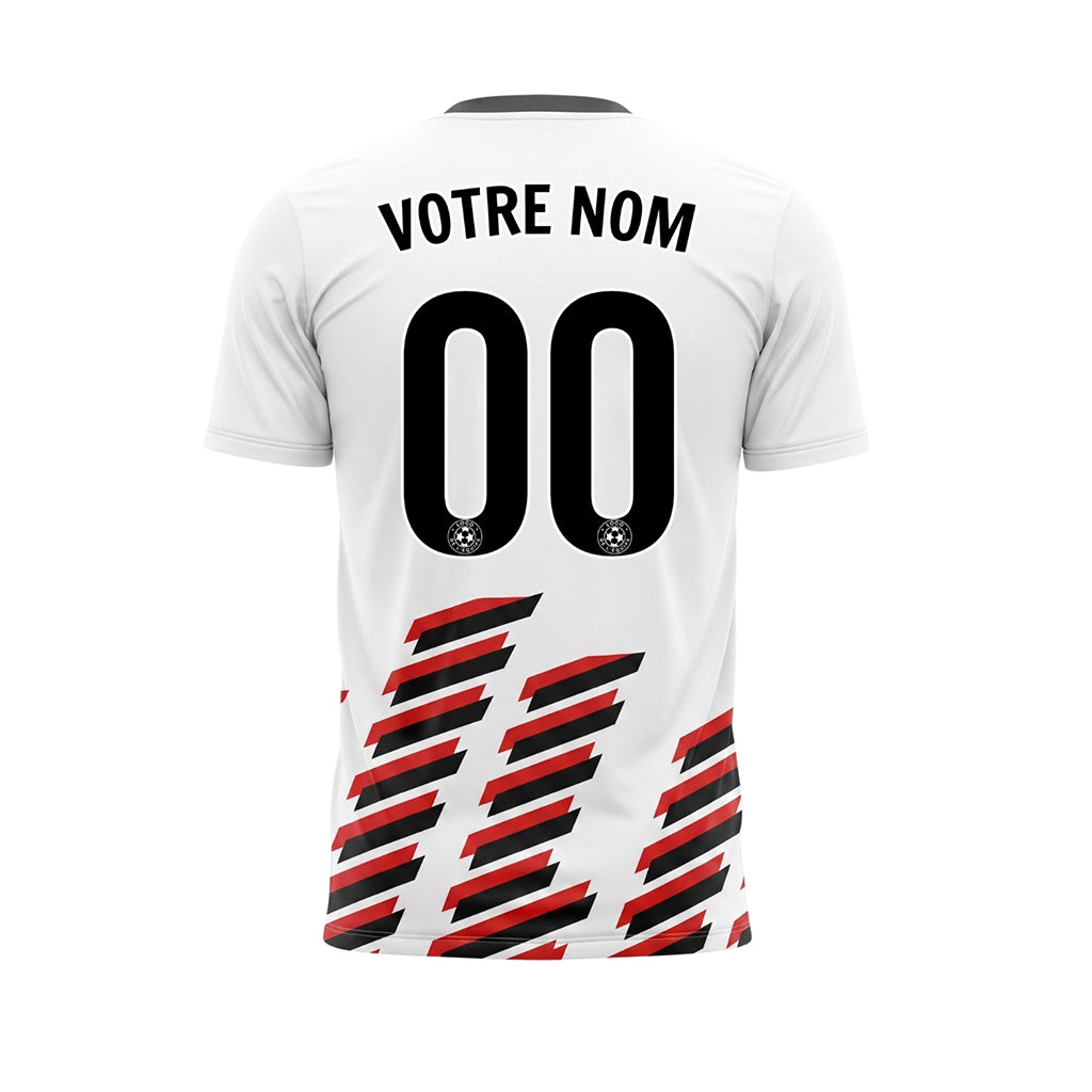 Blanc Noir Rouge Diagonales Rayures Géométrique Motif Maillot de Football Personnalisé