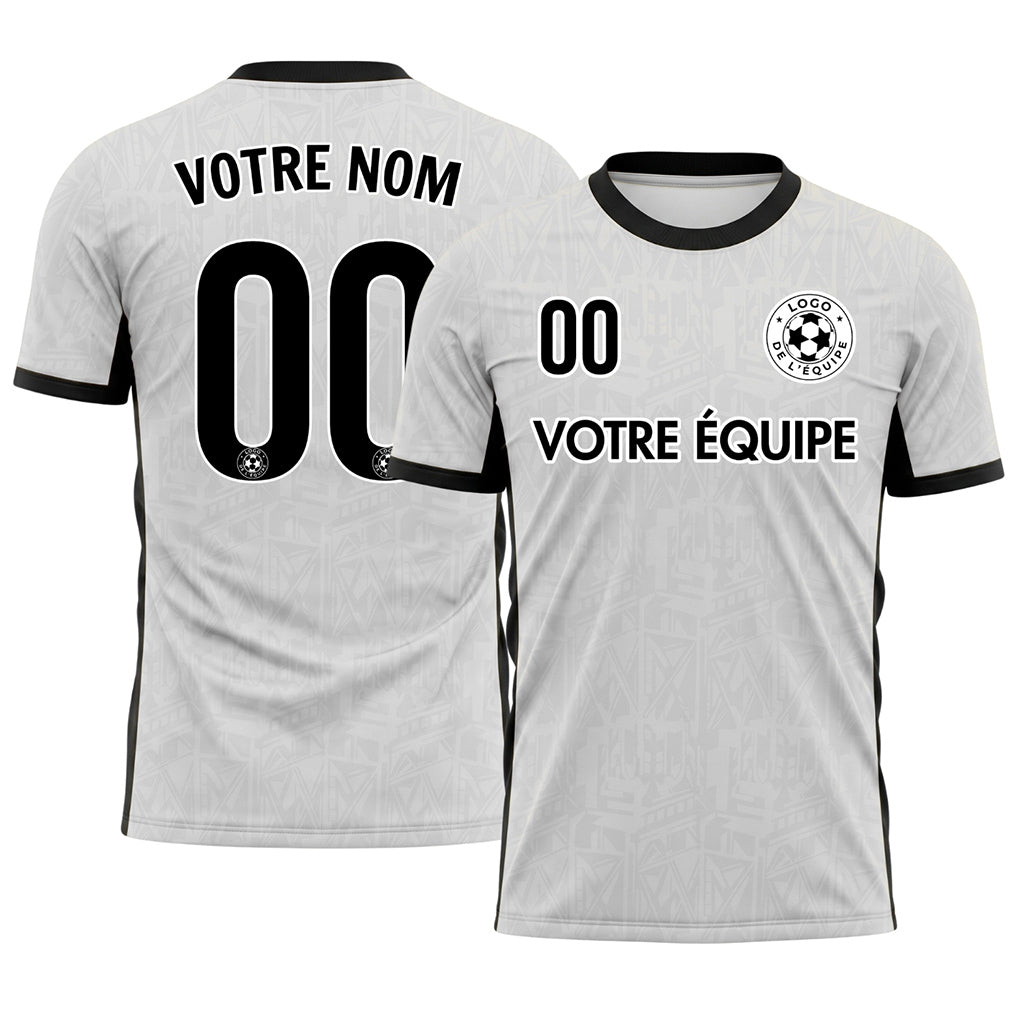 Blanc Noir Subtil Géométrique Graphique Motif Maillot de Football Personnalisé