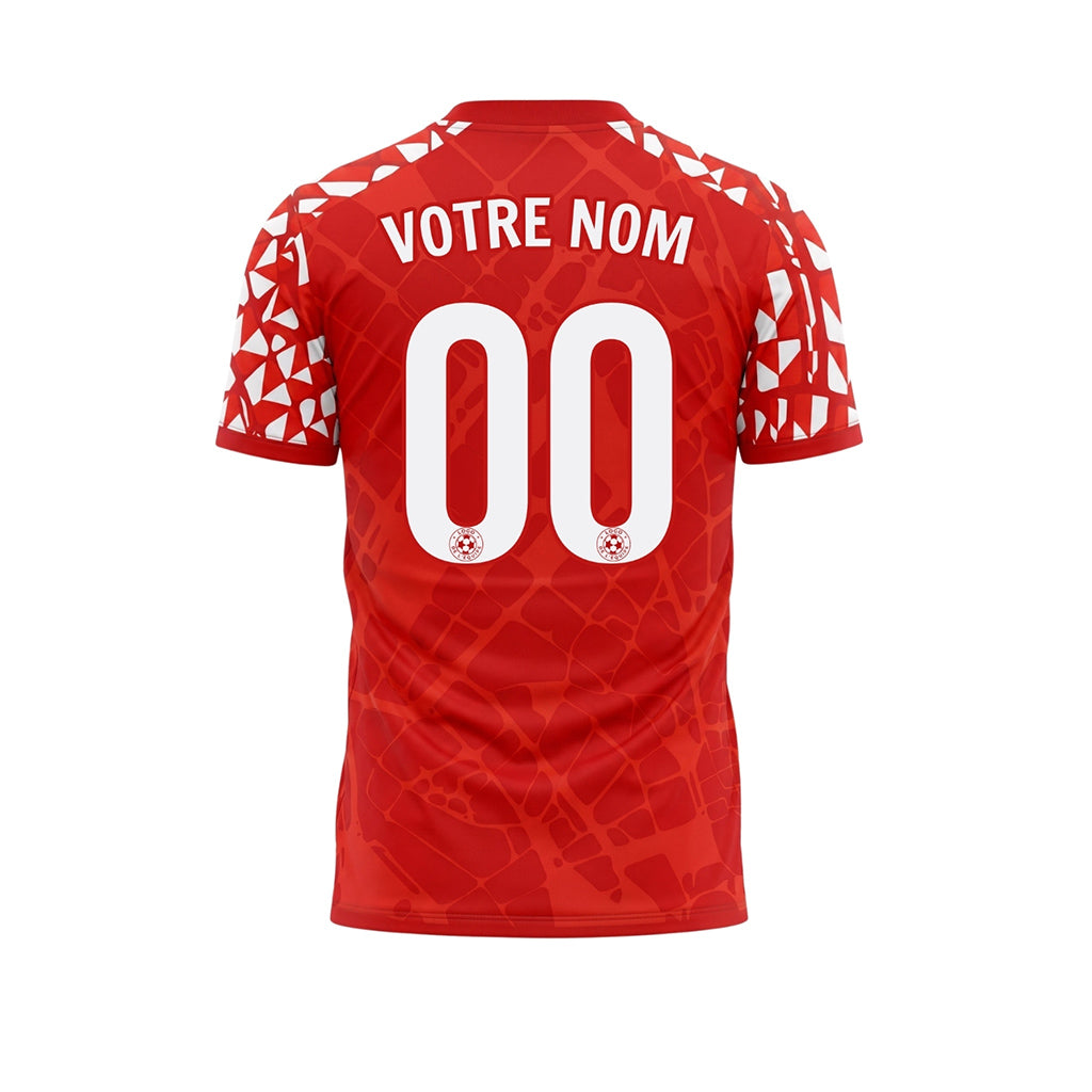 Rouge Mosaïque Motif avec Motif Manche Maillot de Football Personnalisé